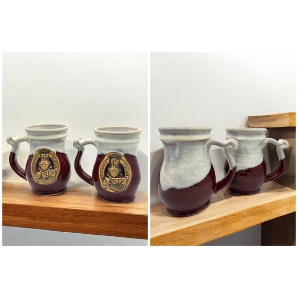 Renaissance Festival 2001 Georgia Stoneware Mugs Set Of 2 - Picture 1 of 13